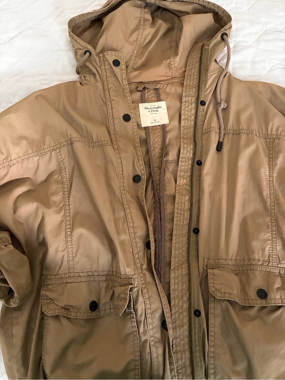 Abercrombie & Fitch Hooded Utility Full Zip Jacket Tan - Picture 7 of 10